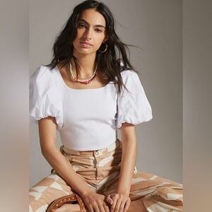 NWT Anthropologie Puff-Sleeved Tie-Back Top